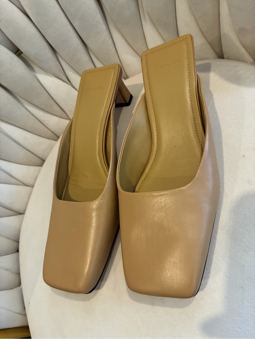 Vince Electra Women's Square-Toe Slip-On Mules in Tan - Picture 2 of 9